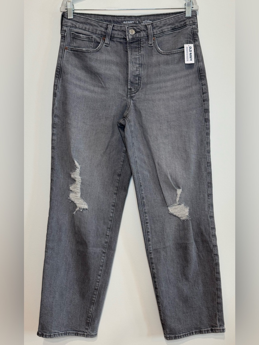 NEW Old Navy Women’s High-Rise O.G. Loose Jeans in Faded Gray Size 8